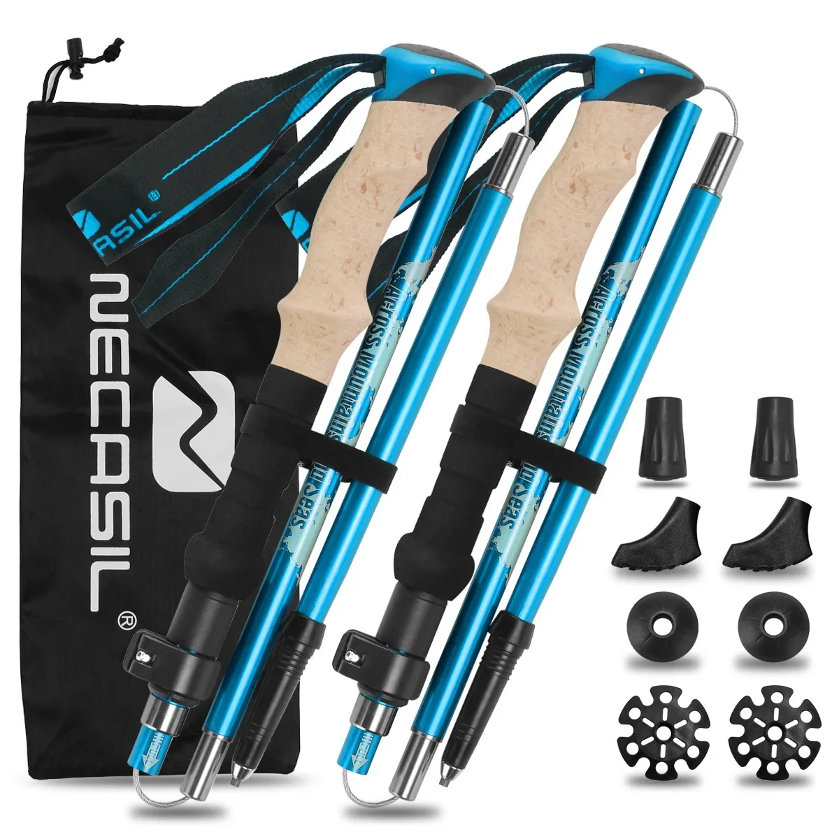 Trekking Pole Carbon - 2er-Pack Leichte Faltbare Trekkingstöcke Set Aluminium