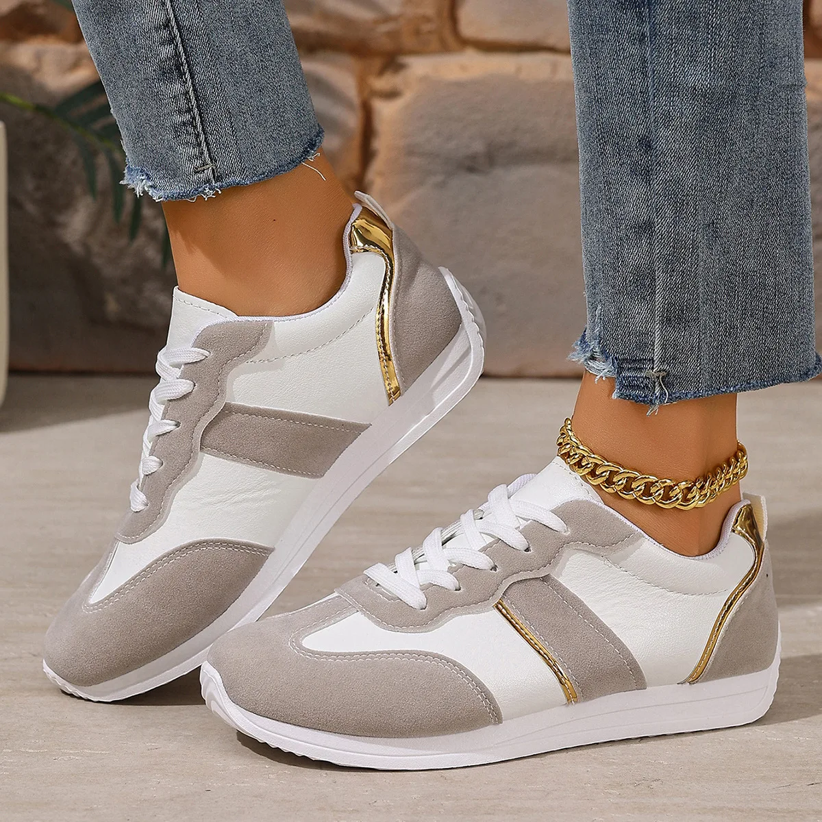 Running Shoes Women - Lässige, niedrige Damen-Laufschuhe mit flacher Sohle,