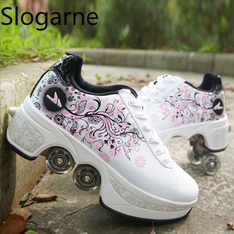 Running Shoes Women - Frauen 4-Räder Verformung Rollschuhe Schuhe Männer