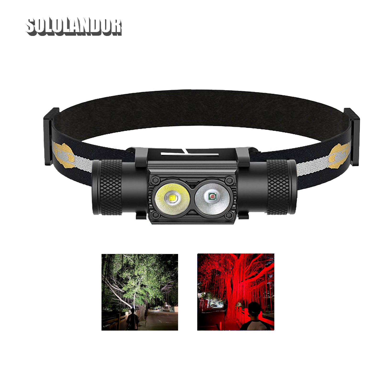 Running Headlamp - LED-Mini-Stirnlampe, hohe Leistung, weiß, rot, Speicher-Scheinwerfer,