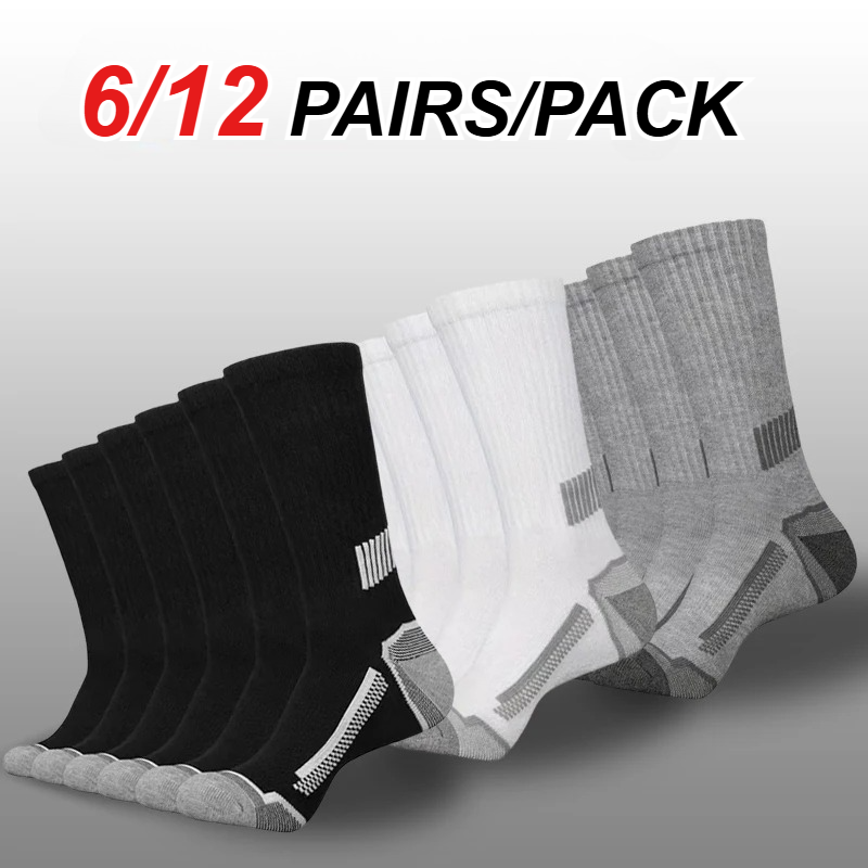 Sports Socks - 6/12 Paar Herren-Sportsocken mit mittelhohem Schaft,