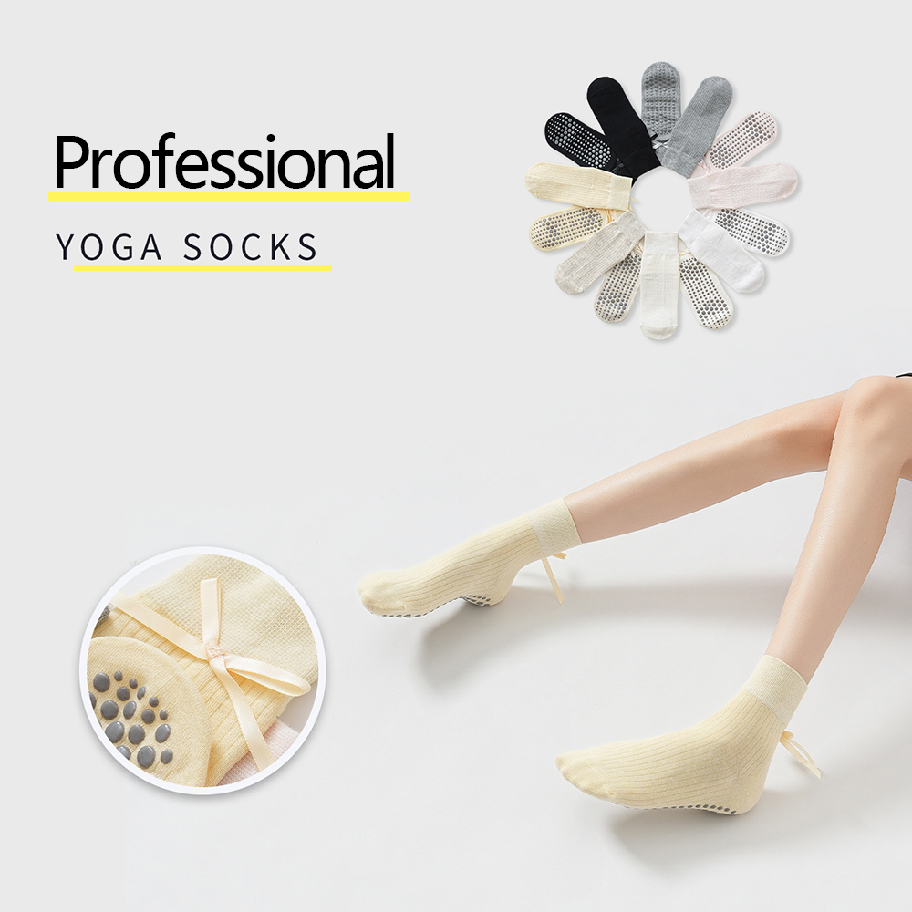 Sports Socks - Niedliche Schleifen-Yoga-Socken für Mädchen, süße Trend-Pilates-Fitness-Sportsocken,